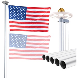 image:imageVEVOR Flag Pole 20ft Heavy Duty Telescopic Flagpole Kit with Mounting Base for Vehicles Extra Thick Outdoor Aluminum Flagpole Kit with 3x5 American Flag for Sedans Pickups RVs Food Trucks BlackSilver25ft Solar LightSectional