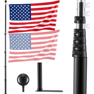 image:imageVEVOR Flag Pole 20ft Heavy Duty Telescopic Flagpole Kit with Mounting Base for Vehicles Extra Thick Outdoor Aluminum Flagpole Kit with 3x5 American Flag for Sedans Pickups RVs Food Trucks BlackBlack20ft RVTelescopic