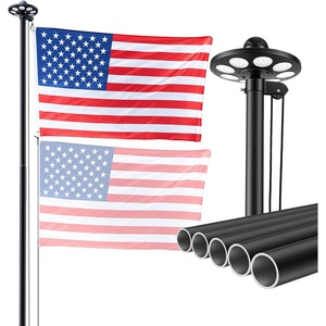 image:imageVEVOR Flag Pole 20ft Heavy Duty Telescopic Flagpole Kit with Mounting Base for Vehicles Extra Thick Outdoor Aluminum Flagpole Kit with 3x5 American Flag for Sedans Pickups RVs Food Trucks BlackBlack20ft Solar LightSectional