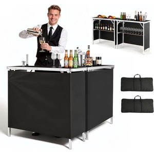 image:imageVEVOR Folding Portable Bar Table 2 pcs 386 x 152 x 343 in with Carry Bag Storage Shelf Detachable Skirt Quick and Easy Setup Foldable Mobile Bartending Station for Events Party Tradeshow2