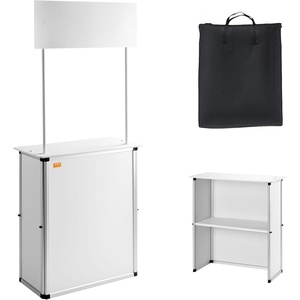 image:imageVEVOR Folding Portable Bar Table 433 x 154 x 346 in with Carry Bag Storage Shelf and Detachable Skirt Quick and Easy Setup Foldable Mobile Bartending Station for Events Party Tradeshow31 Length