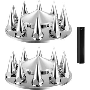 image:imageVEVOR Front Axle Wheel Covers Spiked Axle Cover for Semi Truck ABS Electroplate RustResistant Lug Nut Covers Universal Fit Installation Tool Included Complete Axle Cover Combo KitSpiked