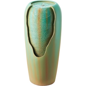 image:imageVEVOR Outdoor Water Fountain 3071 in Height Fountain and Waterfall 1Tier Floor Standing Glazed Jar Style Fountains with LED Light and Pump for Outdoor Indoor Garden Home Patio amp Yard Green