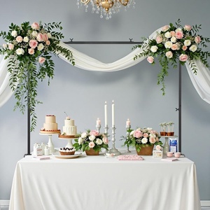 image:imageVEVOR Over The Table Rod Stand with Clamps 1342 Tall amp 2898 Length Adjustable 2 Packs Table Arch Stand Tabletop Balloon Arch Frame for Wedding Birthday Party Christmas Decorations BlackBlack