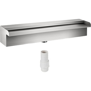 image:imageVEVOR Pool Fountain Stainless Steel Pool Waterfall Spillway with Pipe Connector Rectangular Garden Outdoor 11812in