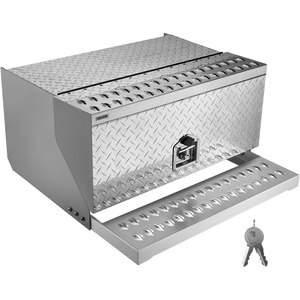 image:imageVEVOR SemiTruck Step Tool Box 30 x 295 x 158 Heavy Duty Aluminum Diamond Plate Toolbox Waterproof Cab Entry Step Storage Box with THandle Lock amp Keys for Flatbed Crane and Semi Trucks