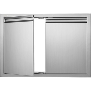image:imageVEVOR Stainless Steel BBQ Access Door  30W x 21H Inch Double Vertical Wall Door for Outside Cabinet and Grilling StationNew Recessed Handle