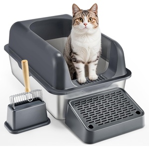 image:imageVEVOR Stainless Steel Cat Litter Box with Lid XL Extra Large Enclosed Cat Box for Big Cats High Sides Metal Litter Box Anti LeakageOdorFree amp Easy CleaningInclude Scoop amp Foot BoardDark grey
