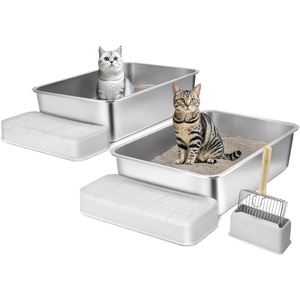 image:imageVEVOR Stainless Steel Cat Litter Box with Lid XL Extra Large Enclosed Cat Box for Big Cats High Sides Metal Litter Box Anti LeakageOdorFree amp Easy CleaningInclude Scoop amp Foot BoardSilver