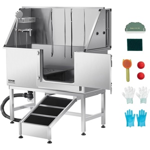 image:imageVEVOR Stainless Steel Dog Washing Station 50 inch Pet Grooming Tub wRamp PE Water Filter Board Faucet amp Showerhead amp Soap Holder Dog Bathtub for Large amp Medium amp Small Pets Right DoorRight RAMP