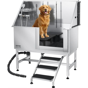 image:imageVEVOR Stainless Steel Dog Washing Station 50 inch Pet Grooming Tub wRamp PE Water Filter Board Faucet amp Showerhead amp Soap Holder Dog Bathtub for Large amp Medium amp Small Pets Right DoorRight STAIRS