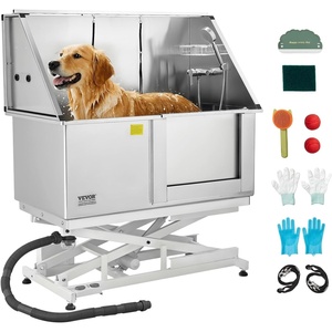 image:imageVEVOR Stainless Steel Dog Washing Station 50 inch Pet Grooming Tub wRamp PE Water Filter Board Faucet amp Showerhead amp Soap Holder Dog Bathtub for Large amp Medium amp Small Pets Right DoorElectric Right Door