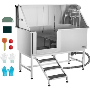 image:imageVEVOR Stainless Steel Dog Washing Station Professional 62 inch Pet Grooming Tub wStairs PE Water Filter Board Faucet amp Showerhead amp Soap Holder Bathtub for Large amp Medium amp Small Pets Left Door62 inch