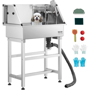image:imageVEVOR Stainless Steel Dog Washing Station Professional 62 inch Pet Grooming Tub wStairs PE Water Filter Board Faucet amp Showerhead amp Soap Holder Bathtub for Large amp Medium amp Small Pets Left Door34 inch