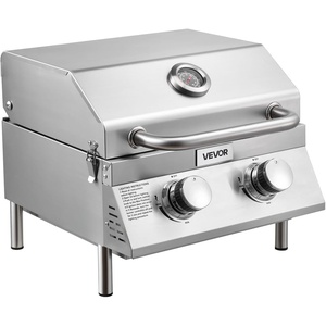 image:imageVEVOR Tabletop Gas Grill 3Burner Stainless Steel Portable Propane Grill with Builtin Thermometer Travel Locks Weatherproof Lid 22500 BTU Total for Outdoor Cooking Patio Party Camping RV2Burner