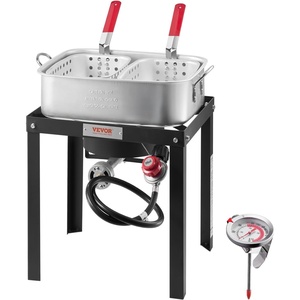 image:imageVEVOR Turkey Deep Fryer 30qt Turkey amp 10qt Outdoor Aluminum Seafood Boiling Kit Fish Steamer Cooker Set 54000 BTU Burner Propane Gas Boiler Gifts for Thanksgiving Day18qt