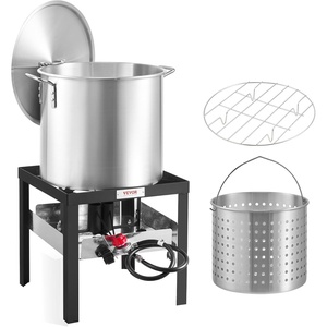 image:imageVEVOR Turkey Deep Fryer 30qt Turkey amp 10qt Outdoor Aluminum Seafood Boiling Kit Fish Steamer Cooker Set 54000 BTU Burner Propane Gas Boiler Gifts for Thanksgiving Day100qt