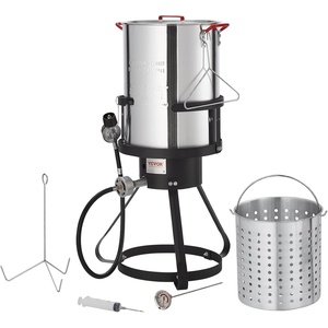 image:imageVEVOR Turkey Deep Fryer 30qt Turkey amp 10qt Outdoor Aluminum Seafood Boiling Kit Fish Steamer Cooker Set 54000 BTU Burner Propane Gas Boiler Gifts for Thanksgiving Day30qt