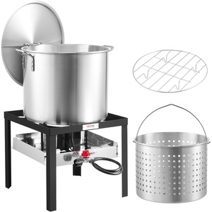image:imageVEVOR Turkey Deep Fryer 30qt Turkey amp 10qt Outdoor Aluminum Seafood Boiling Kit Fish Steamer Cooker Set 54000 BTU Burner Propane Gas Boiler Gifts for Thanksgiving Day80qt