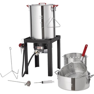 image:imageVEVOR Turkey Deep Fryer 30qt Turkey amp 10qt Outdoor Aluminum Seafood Boiling Kit Fish Steamer Cooker Set 54000 BTU Burner Propane Gas Boiler Gifts for Thanksgiving Day30qt  10qt
