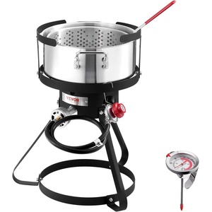 image:imageVEVOR Turkey Deep Fryer 30qt Turkey amp 10qt Outdoor Aluminum Seafood Boiling Kit Fish Steamer Cooker Set 54000 BTU Burner Propane Gas Boiler Gifts for Thanksgiving Day10qt
