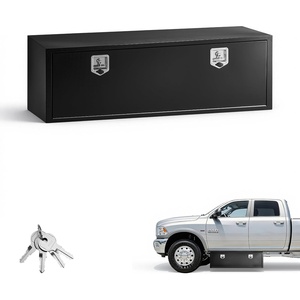 image:imageVEVOR Underbody Truck Tool Box 18 x 12 x 14 Inch Heavy Duty Steel Trailer Storage Box with Lock amp Keys Waterproof Trailer Storage Organizer Under Body Chest with THandle for Truck Van SUV Black601818