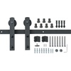 image:imageVEVOR 10FT Sliding Barn Door Hardware Kit 330 LBS Weight Capacity Compatible with 60 Inches Max Width amp 138 to 134 Inches Thickness Single Sliding Barn Door Durable Track amp Jshape RollerBlackIshaped  Black