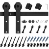 image:imageVEVOR 10FT Sliding Barn Door Hardware Kit 330 LBS Weight Capacity Compatible with 60 Inches Max Width amp 138 to 134 Inches Thickness Single Sliding Barn Door Durable Track amp Jshape RollerBlackIshaped  Black