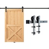 image:imageVEVOR 10FT Sliding Barn Door Hardware Kit 330 LBS Weight Capacity Compatible with 60 Inches Max Width amp 138 to 134 Inches Thickness Single Sliding Barn Door Durable Track amp Jshape RollerBlackIshaped  Black