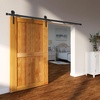 image:imageVEVOR 10FT Sliding Barn Door Hardware Kit 330 LBS Weight Capacity Compatible with 60 Inches Max Width amp 138 to 134 Inches Thickness Single Sliding Barn Door Durable Track amp Jshape RollerBlackJshaped  Black