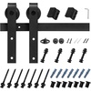 image:imageVEVOR 10FT Sliding Barn Door Hardware Kit 330 LBS Weight Capacity Compatible with 60 Inches Max Width amp 138 to 134 Inches Thickness Single Sliding Barn Door Durable Track amp Jshape RollerBlackJshaped  Black