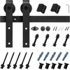 image:imageVEVOR 10FT Sliding Barn Door Hardware Kit 330 LBS Weight Capacity Compatible with 60 Inches Max Width amp 138 to 134 Inches Thickness Single Sliding Barn Door Durable Track amp Jshape RollerBlackJshaped  Black