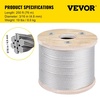 image:imageVEVOR 316 T304 Stainless Steel Cable 250FT 3700 LBS Breaking Strength Cable Railing System Wire Rope Aircraft Deck Railing Kit Fence Wire316 T304