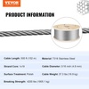 image:imageVEVOR 316 T304 Stainless Steel Cable 250FT 3700 LBS Breaking Strength Cable Railing System Wire Rope Aircraft Deck Railing Kit Fence Wire316 T316