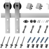 image:imageVEVOR 8FT Brushed Nickel Sliding Barn Door Hardware Kit 330 LBS Weight Capacity Compatible with 42 to 48 Inches Width amp 138 to 134 Inches Thickness Single Door Durable Track amp JShape Roller6FT