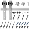 image:imageVEVOR 8FT Brushed Nickel Sliding Barn Door Hardware Kit 330 LBS Weight Capacity Compatible with 42 to 48 Inches Width amp 138 to 134 Inches Thickness Single Door Durable Track amp JShape Roller5FT