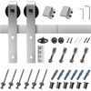 image:imageVEVOR 8FT Brushed Nickel Sliding Barn Door Hardware Kit 330 LBS Weight Capacity Compatible with 42 to 48 Inches Width amp 138 to 134 Inches Thickness Single Door Durable Track amp JShape Roller8FT