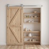 image:imageVEVOR 8FT Brushed Nickel Sliding Barn Door Hardware Kit 330 LBS Weight Capacity Compatible with 42 to 48 Inches Width amp 138 to 134 Inches Thickness Single Door Durable Track amp JShape Roller6FT