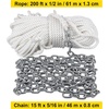 image:imageVEVOR Anchor Rode and Chain 15 x 516 Boat Anchor Chain 12 x 200 Nylon Rope 22T Chain Tension Galvanized Steel Chain WindlassGrade Three Strand Twist Nylon Anchor Chain for Boats Ships