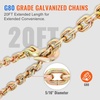 image:imageVEVOR Chain and Binder Kit 3812 Ratchet Load Binders 9200 lbs Working Load Limit 38 x 10 G80 Chains with Grab Hooks Ratchet Binders and Chains for Truck Tie Down Hauling Towing 2 Set2P 20ft