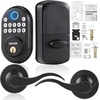 image:imageVEVOR Entry Door Locksets with Deadbolt 5 Pack Satin Nickel Entry Lever and Single Cylinder Deadbolt Keyed Alike Combo Pack Fit for 138 to 134 Door Thickness for Entrance and FrontBlack
