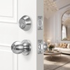 image:imageVEVOR Entry Door Locksets with Deadbolt 5 Pack Satin Nickel Entry Lever and Single Cylinder Deadbolt Keyed Alike Combo Pack Fit for 138 to 134 Door Thickness for Entrance and FrontPearl Chrome