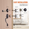image:imageVEVOR Front Door Handle Square Entry Handle Set with Lever No Lock Adjustable Hole Space Zinc Alloy DieCasting Reversible for Right and Left Handed Entrance and Front Doors Matte BlackBronzeWith lock
