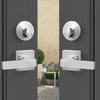 image:imageVEVOR Front Door Handle Square Entry Handle Set with Lever No Lock Adjustable Hole Space Zinc Alloy DieCasting Reversible for Right and Left Handed Entrance and Front Doors Matte BlackSatin NickelWith lock