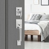 image:imageVEVOR Front Door Handle Square Entry Handle Set with Lever No Lock Adjustable Hole Space Zinc Alloy DieCasting Reversible for Right and Left Handed Entrance and Front Doors Matte BlackSatin NickelWith lock