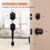 image:imageVEVOR Front Door Handle Square Entry Handle Set with Lever No Lock Adjustable Hole Space Zinc Alloy DieCasting Reversible for Right and Left Handed Entrance and Front Doors Matte BlackMatte BlackWith lock