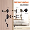 image:imageVEVOR Front Door Handle Square Entry Handle Set with Lever No Lock Adjustable Hole Space Zinc Alloy DieCasting Reversible for Right and Left Handed Entrance and Front Doors Matte BlackMatte BlackWith lock