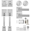 image:imageVEVOR Front Door Handle Square Entry Handle Set with Lever No Lock Adjustable Hole Space Zinc Alloy DieCasting Reversible for Right and Left Handed Entrance and Front Doors Matte BlackSatin NickelWith lock