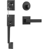 image:imageVEVOR Front Door Handle Square Entry Handle Set with Lever No Lock Adjustable Hole Space Zinc Alloy DieCasting Reversible for Right and Left Handed Entrance and Front Doors Matte BlackMatte Black