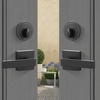 image:imageVEVOR Front Door Handle Square Entry Handle Set with Lever No Lock Adjustable Hole Space Zinc Alloy DieCasting Reversible for Right and Left Handed Entrance and Front Doors Matte BlackMatte BlackWith lock